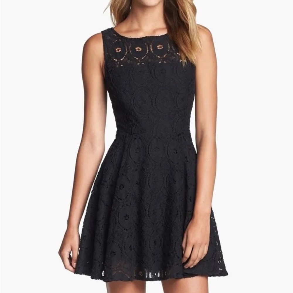 BB Dakota Renley black lace fit & flare dress 0